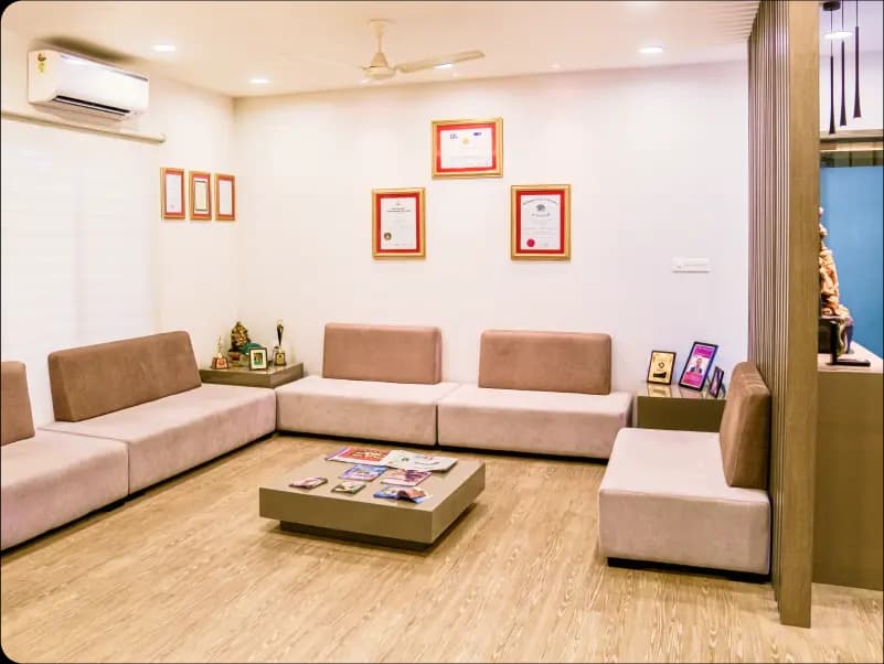 Reception and waiting area at Chennai Gastro Care, Alwarpet, Chennai